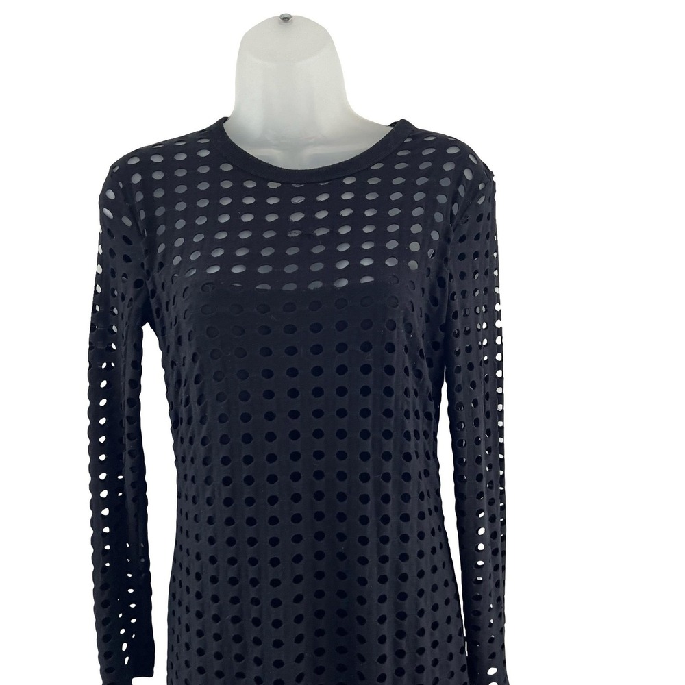 T Alexander Wang Dress Womens Small Laser Cut Sheath Mesh Fitted Long Sleeve